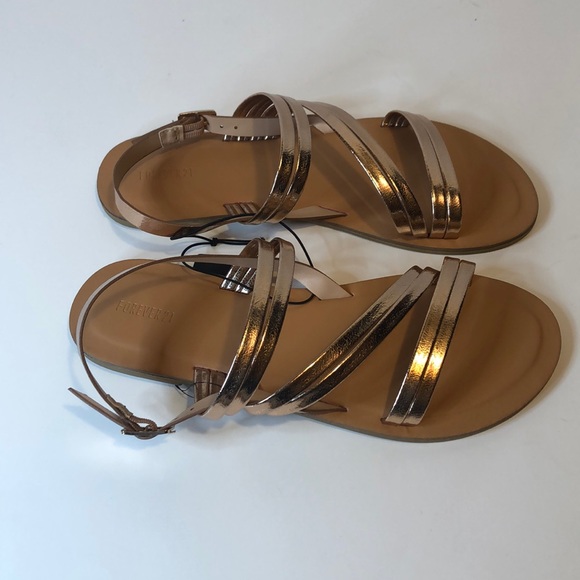 Rose Gold Faux Leather Strappy Sandals - Picture 2 of 6